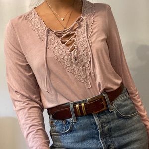 NWT American Eagle Lace Up Lace Long Sleeve